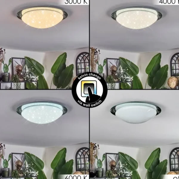 hofstein Kessmansbo Plafonnier LED Blanc, 1 lumière* Lampes En Verre