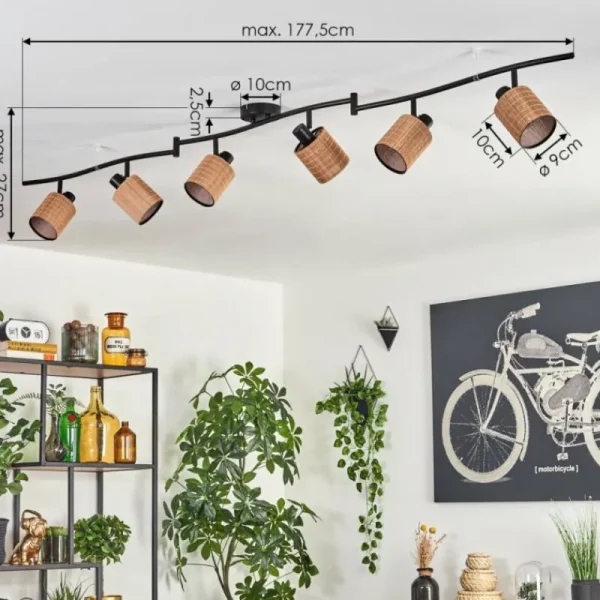 hofstein Kinnared Plafonnier Noir, 6 lumières* Lampes Modernes