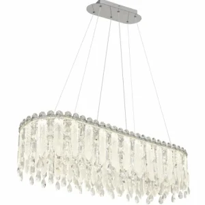 Luminaires Globo Lighting Klunka Suspension LED Chrome, 1 lumière, Télécommandes* Lampes En Verre