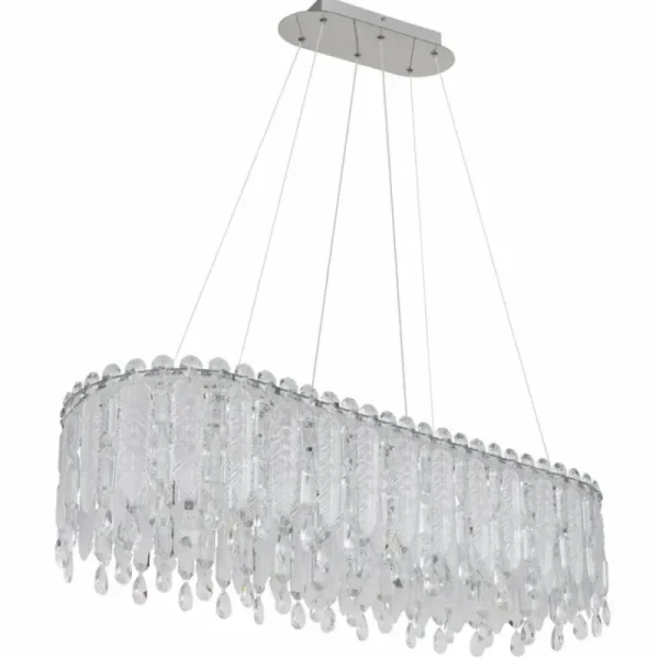 Luminaires Globo Lighting Klunka Suspension LED Chrome, 1 lumière, Télécommandes* Lampes En Verre