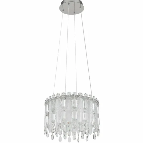 Luminaires Globo Lighting Klunka Suspension LED Chrome, 1 lumière, Télécommandes* Lampes En Verre