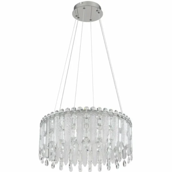 Luminaires Globo Lighting Klunka Suspension LED Chrome, 1 lumière, Télécommandes* Lampes En Verre