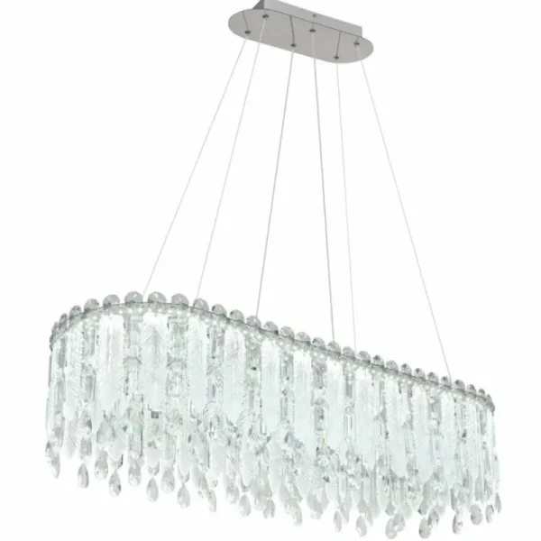 Luminaires Globo Lighting Klunka Suspension LED Chrome, 1 lumière, Télécommandes* Lampes En Verre