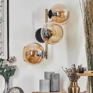 hofstein Koyoto Boule lumineuse, Applique murale Or, Noir, 3 lumières* Lampes En Verre