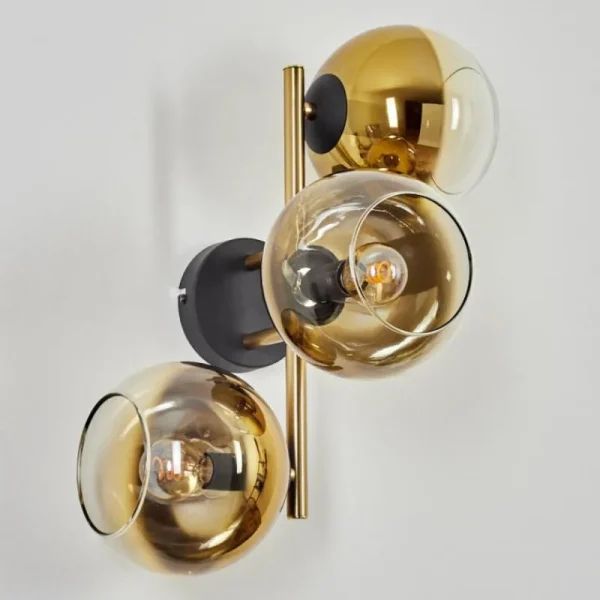 hofstein Koyoto Boule lumineuse, Applique murale Or, Noir, 3 lumières* Lampes En Verre