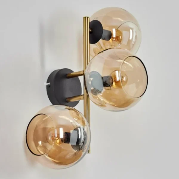 hofstein Koyoto Boule lumineuse, Applique murale Or, Noir, 3 lumières* Lampes En Verre