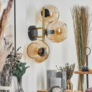 hofstein Koyoto Boule lumineuse, Applique murale Or, Noir, 3 lumières* Lampes En Verre