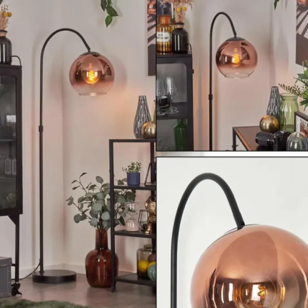 hofstein Koyoto Boule lumineuse, Lampadaire Clair, Cuivré, 1 lumière* Lampes En Verre