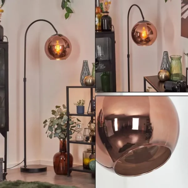 hofstein Koyoto Boule lumineuse, Lampadaire Cuivré, 1 lumière* Lampes En Verre