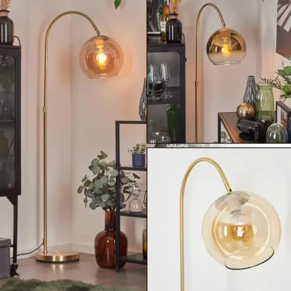 hofstein Koyoto Boule lumineuse, Lampadaire Laiton, 1 lumière* Lampes En Verre