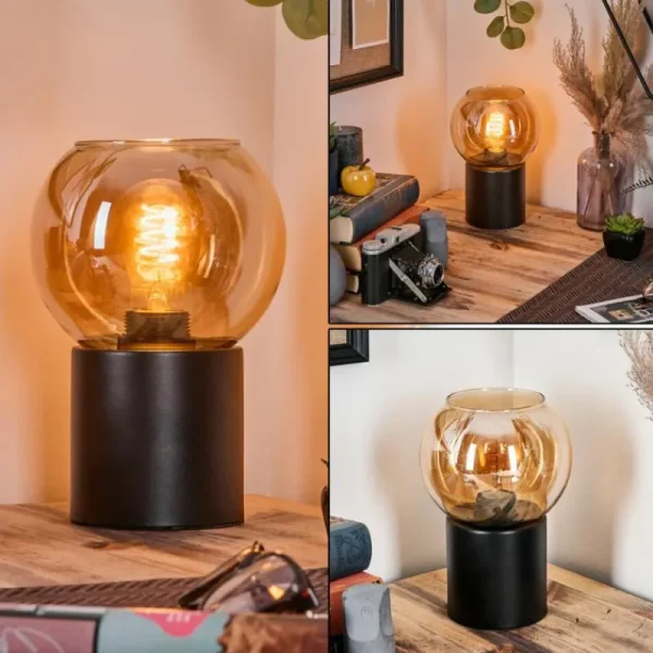 hofstein Koyoto Boule lumineuse, Lampe de bureau, Lampe à poser Ambre, 1 lumière* Lampes En Verre