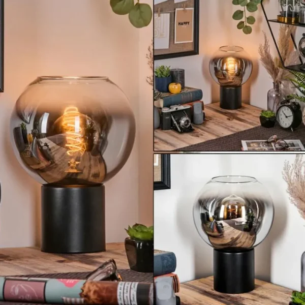 hofstein Koyoto Boule lumineuse, Lampe de bureau, Lampe à poser Chrome, Clair, Fumé, 1 lumière* Lampes Modernes
