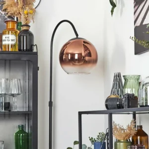 hofstein Koyoto Boule lumineuse, Lampadaire Clair, Cuivré, 1 lumière* Lampes En Verre