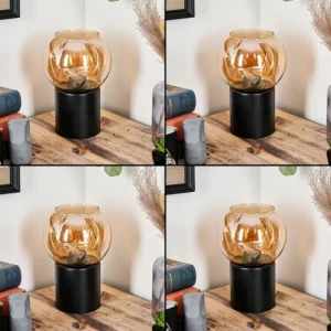hofstein Koyoto Boule lumineuse, Lampe de bureau, Lampe à poser Ambre, 1 lumière* Lampes En Verre