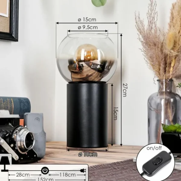 hofstein Koyoto Boule lumineuse, Lampe de bureau, Lampe à poser Chrome, Clair, Fumé, 1 lumière* Lampes Modernes
