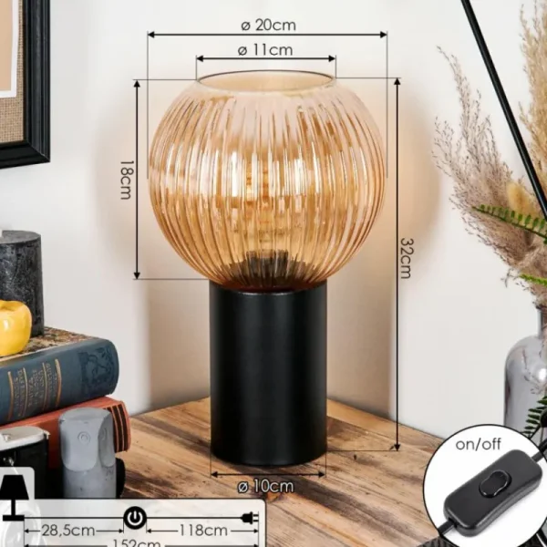 hofstein Koyoto Boule lumineuse, Lampe de bureau, Lampe à poser 11 cm Ambre, 1 lumière* Lampes Modernes