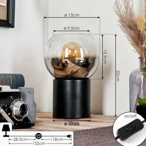 hofstein Koyoto Boule lumineuse, Lampe de bureau, Lampe à poser Chrome, Clair, Fumé, 1 lumière* Lampes Modernes
