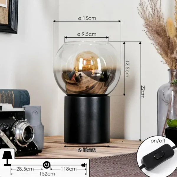 hofstein Koyoto Boule lumineuse, Lampe de bureau, Lampe à poser Chrome, Clair, Fumé, 1 lumière* Lampes Modernes