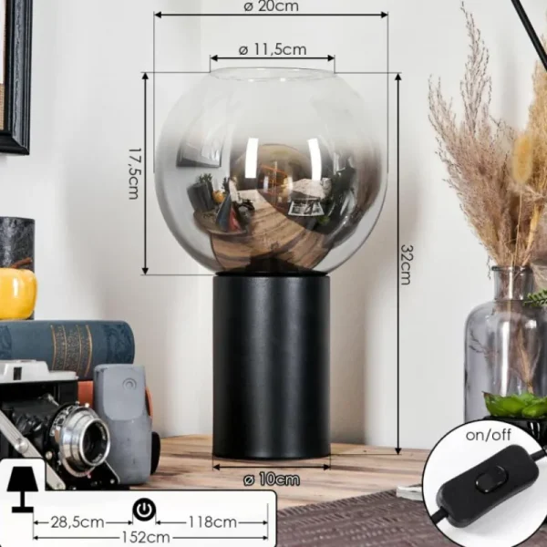 hofstein Koyoto Boule lumineuse, Lampe de bureau, Lampe à poser Clair, Fumé, 1 lumière* Lampes Modernes