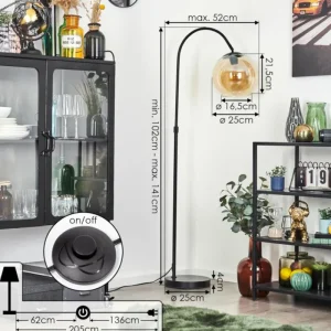 hofstein Koyoto Boule lumineuse, Lampadaire Ambre, 1 lumière* Lampes En Verre
