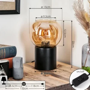 hofstein Koyoto Boule lumineuse, Lampe de bureau, Lampe à poser Ambre, 1 lumière* Lampes En Verre