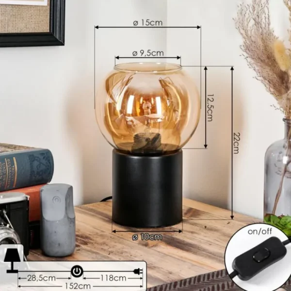 hofstein Koyoto Boule lumineuse, Lampe de bureau, Lampe à poser Ambre, 1 lumière* Lampes En Verre