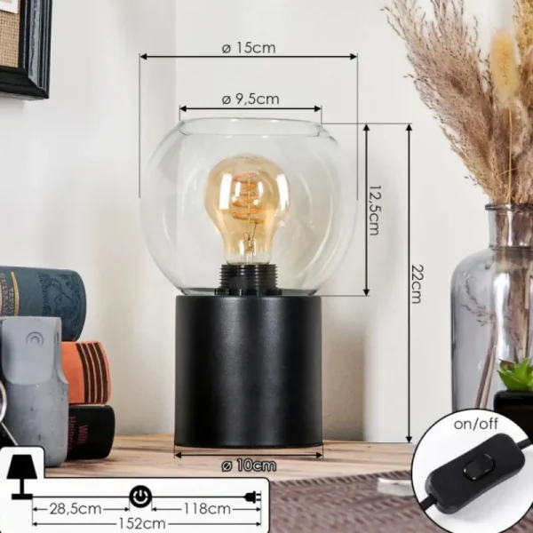 hofstein Koyoto Boule lumineuse, Lampe de bureau, Lampe à poser Clair, 1 lumière* Lampes En Verre