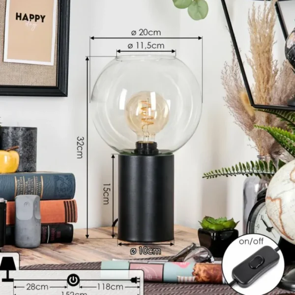 hofstein Koyoto Boule lumineuse, Lampe de bureau, Lampe à poser Clair, 1 lumière* Lampes En Verre