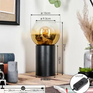 hofstein Koyoto Boule lumineuse, Lampe de bureau, Lampe à poser Or, Clair, 1 lumière* Lampes En Verre