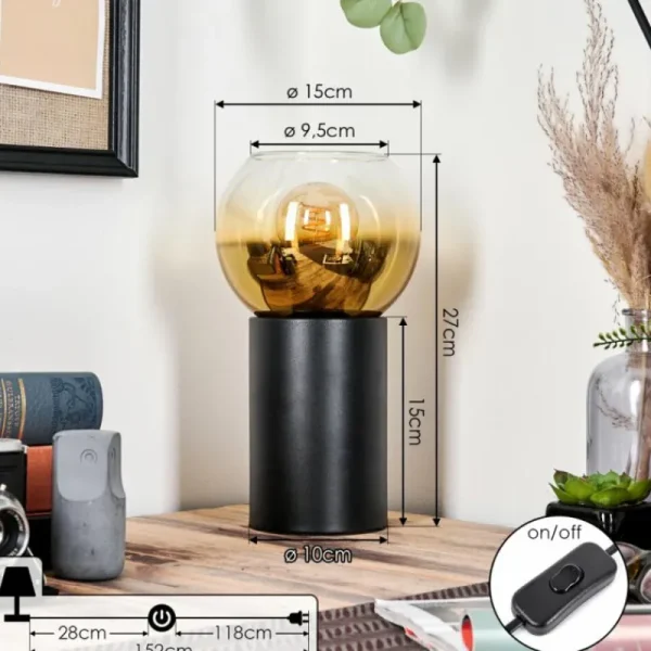 hofstein Koyoto Boule lumineuse, Lampe de bureau, Lampe à poser Or, Clair, 1 lumière* Lampes En Verre