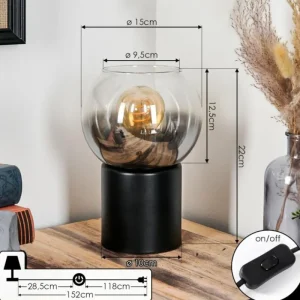 hofstein Koyoto Boule lumineuse, Lampe de bureau, Lampe à poser Clair, Fumé, 1 lumière* Lampes Modernes