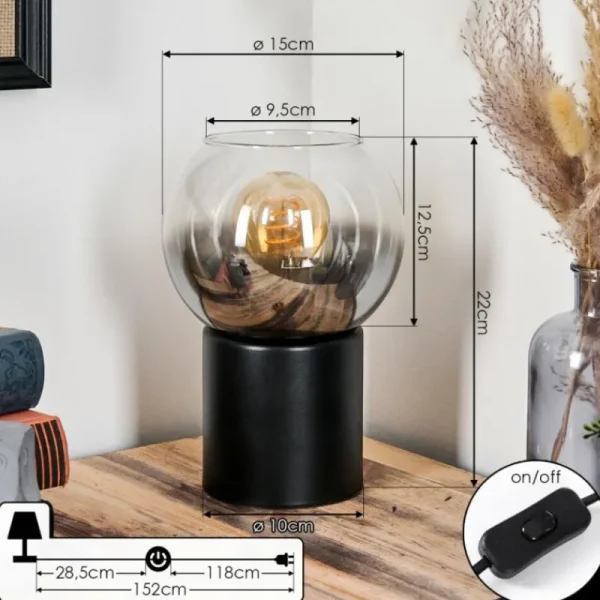 hofstein Koyoto Boule lumineuse, Lampe de bureau, Lampe à poser Clair, Fumé, 1 lumière* Lampes Modernes