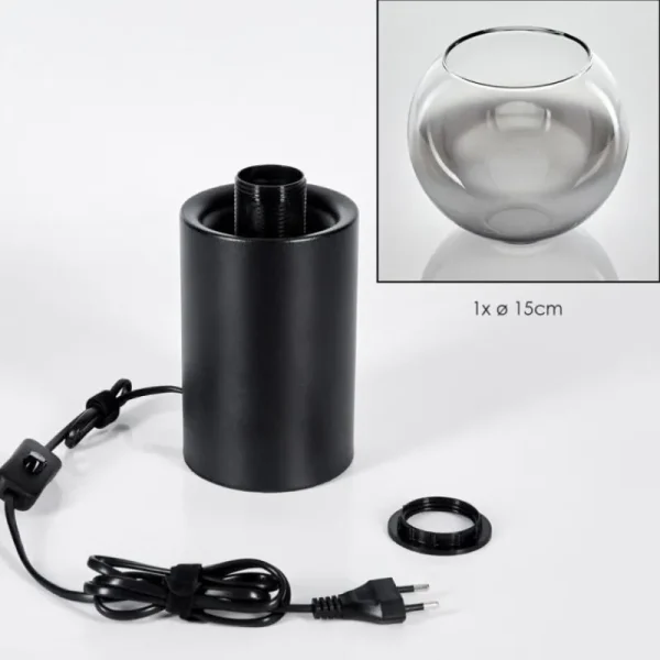 hofstein Koyoto Boule lumineuse, Lampe de bureau, Lampe à poser Chrome, Clair, Fumé, 1 lumière* Lampes Modernes