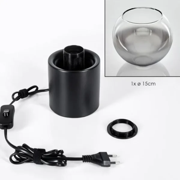 hofstein Koyoto Boule lumineuse, Lampe de bureau, Lampe à poser Chrome, Clair, Fumé, 1 lumière* Lampes Modernes
