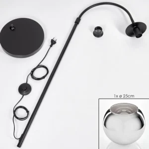 hofstein Koyoto Boule lumineuse, Lampadaire Chrome, Fumé, 1 lumière* Lampes Modernes
