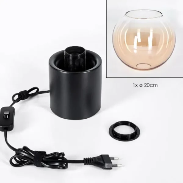hofstein Koyoto Boule lumineuse, Lampe de bureau, Lampe à poser 20 cm Ambre, Clair, 1 lumière* Lampes En Verre