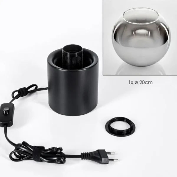 hofstein Koyoto Boule lumineuse, Lampe de bureau, Lampe à poser Chrome, Clair, Fumé, 1 lumière* Lampes Modernes