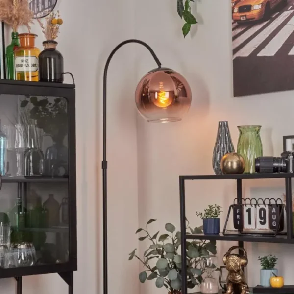 hofstein Koyoto Boule lumineuse, Lampadaire Clair, Cuivré, 1 lumière* Lampes En Verre