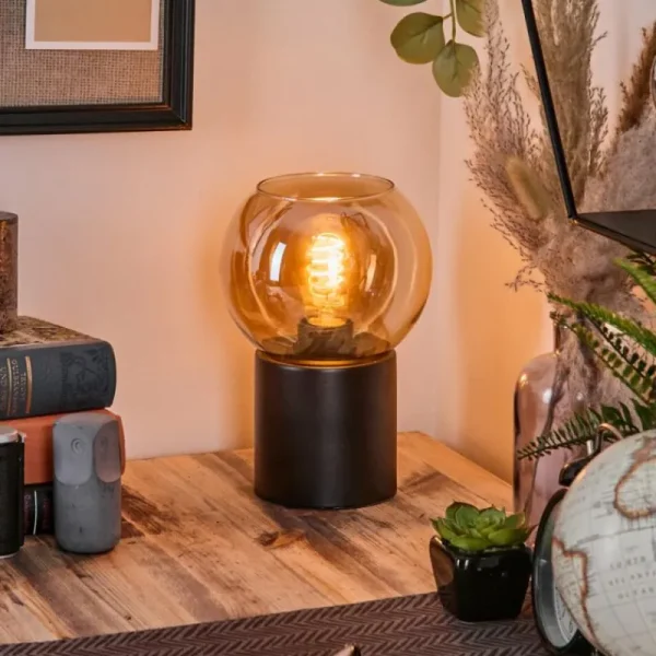 hofstein Koyoto Boule lumineuse, Lampe de bureau, Lampe à poser Ambre, 1 lumière* Lampes En Verre