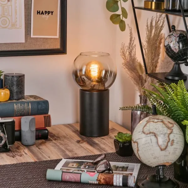 hofstein Koyoto Boule lumineuse, Lampe de bureau, Lampe à poser Chrome, Clair, Fumé, 1 lumière* Lampes Modernes