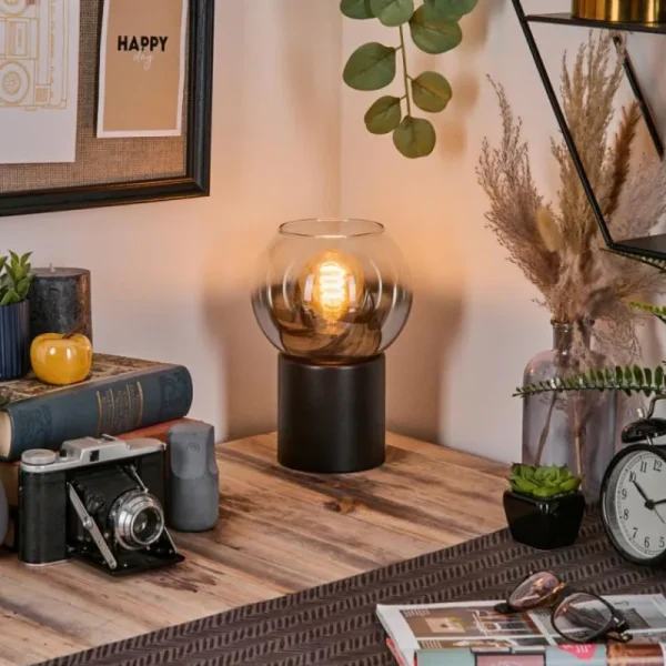 hofstein Koyoto Boule lumineuse, Lampe de bureau, Lampe à poser Chrome, Clair, Fumé, 1 lumière* Lampes Modernes