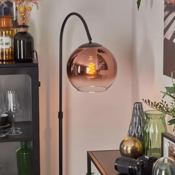 hofstein Koyoto Boule lumineuse, Lampadaire Clair, Cuivré, 1 lumière* Lampes En Verre
