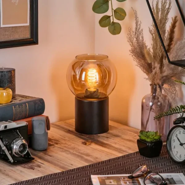 hofstein Koyoto Boule lumineuse, Lampe de bureau, Lampe à poser Ambre, 1 lumière* Lampes En Verre