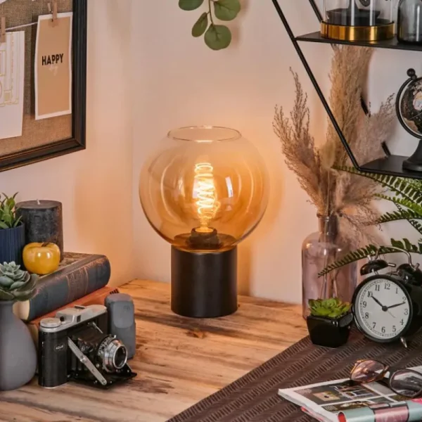 hofstein Koyoto Boule lumineuse, Lampe de bureau, Lampe à poser 20 cm Ambre, Clair, 1 lumière* Lampes En Verre