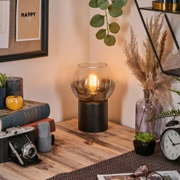 hofstein Koyoto Boule lumineuse, Lampe de bureau, Lampe à poser Clair, Fumé, 1 lumière* Lampes Modernes