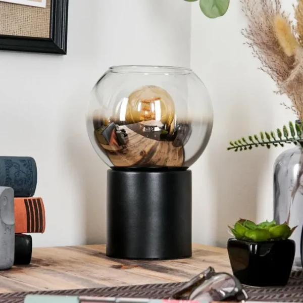 hofstein Koyoto Boule lumineuse, Lampe de bureau, Lampe à poser Chrome, Clair, Fumé, 1 lumière* Lampes Modernes