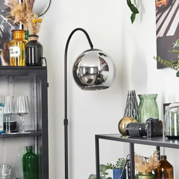 hofstein Koyoto Boule lumineuse, Lampadaire Chrome, Fumé, 1 lumière* Lampes Modernes