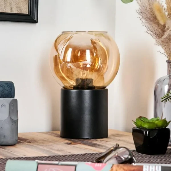 hofstein Koyoto Boule lumineuse, Lampe de bureau, Lampe à poser Ambre, 1 lumière* Lampes En Verre