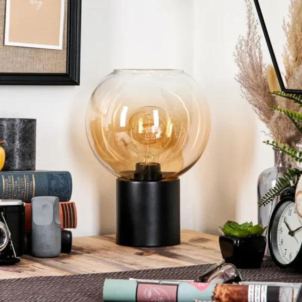 hofstein Koyoto Boule lumineuse, Lampe de bureau, Lampe à poser 20 cm Ambre, Clair, 1 lumière* Lampes En Verre
