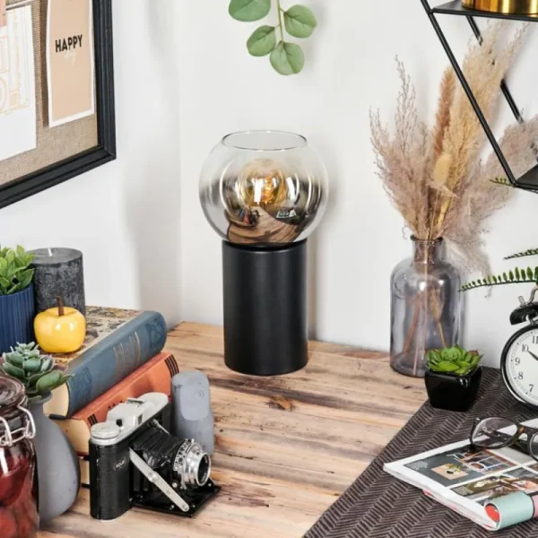 hofstein Koyoto Boule lumineuse, Lampe de bureau, Lampe à poser Chrome, Clair, Fumé, 1 lumière* Lampes Modernes